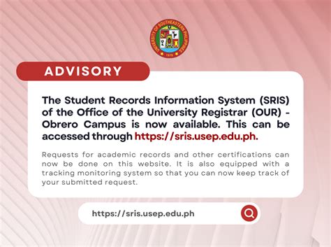 usep student portal|Student Record Information System.